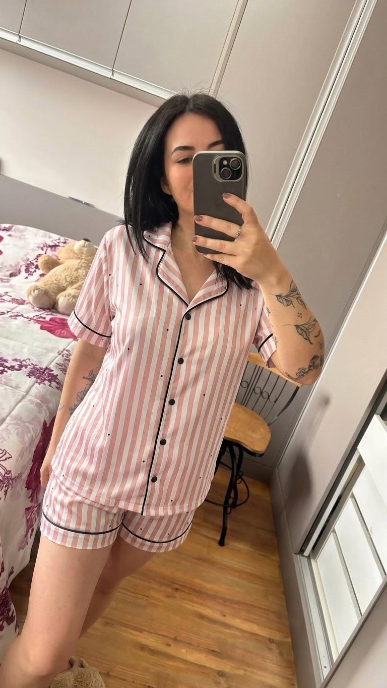 Pijama bela curto