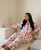 Pijama cereja com viés